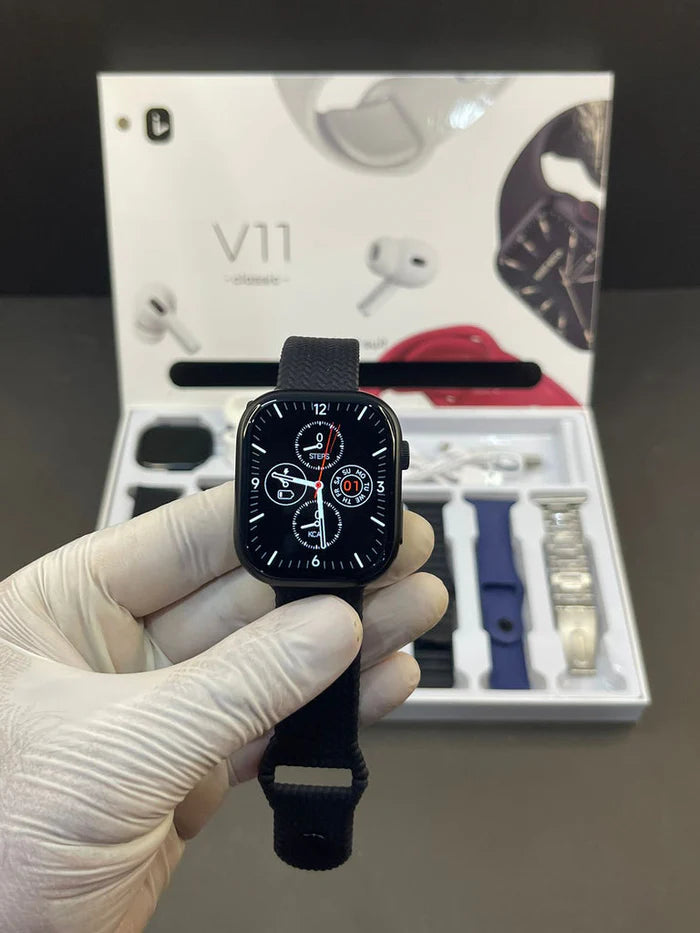 Orologio Smartwatch V11 con Airbuds e 7 cinturini (alta qualità)