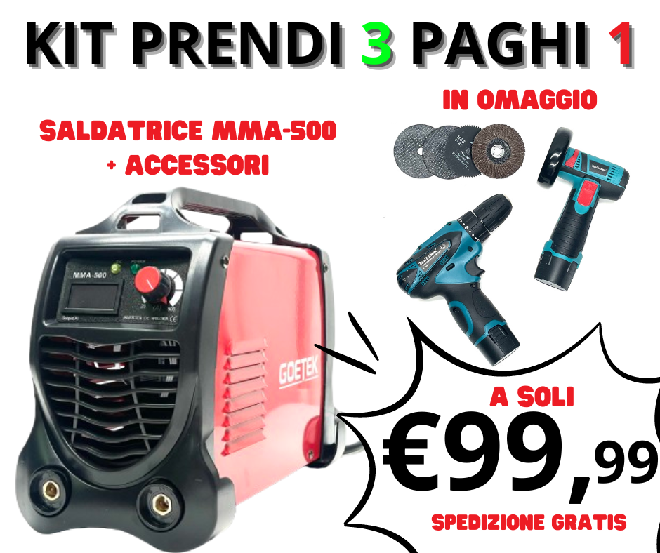 KIT 3 IN 1 AVVITATORE + FLEX + SALDATRICE MMA500