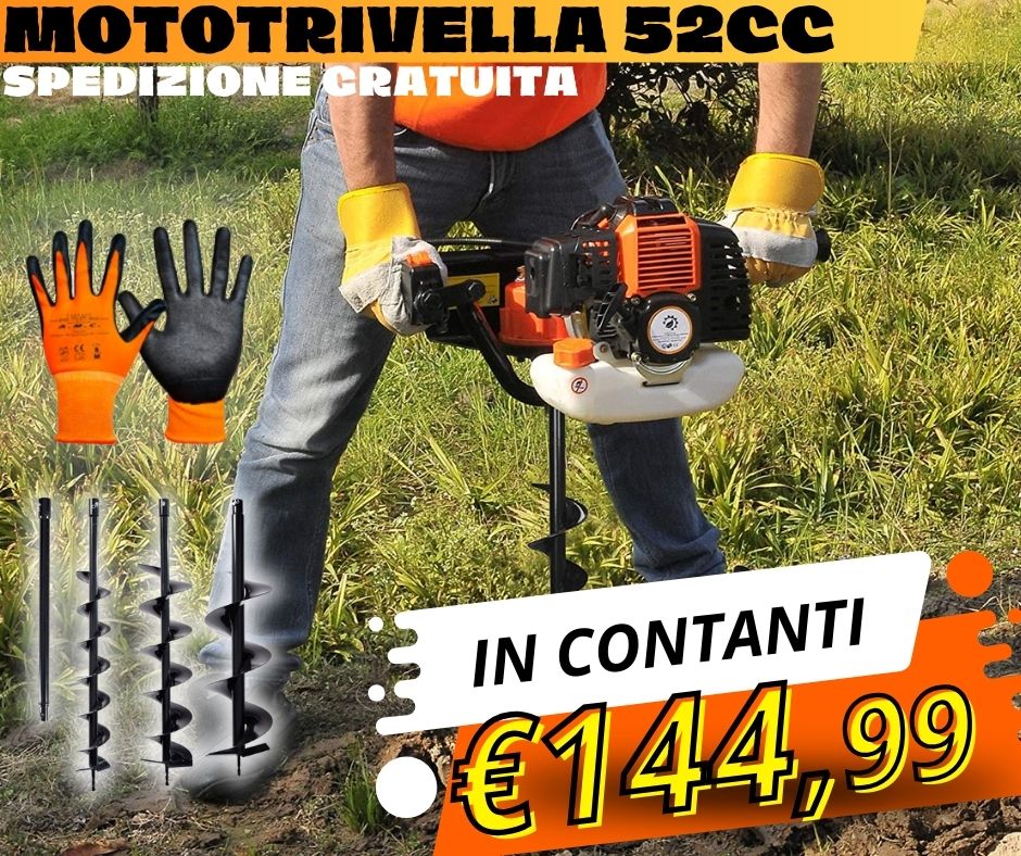 Mototrivella 52cc A Scoppio Incluso 3 Punte 100/150/200 mm