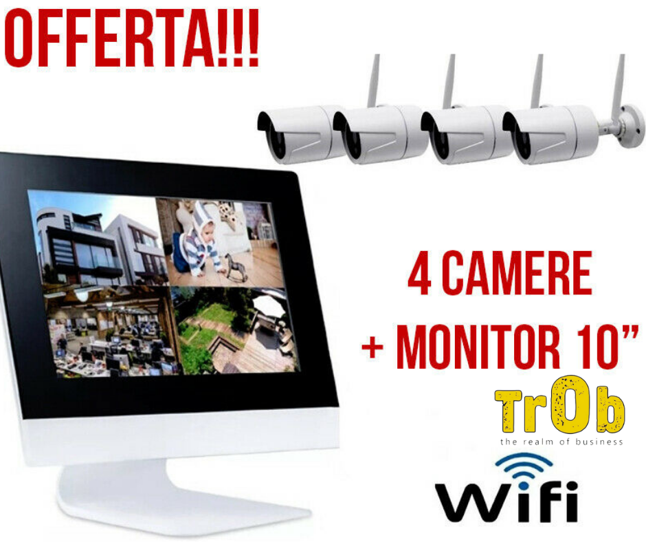 KIT 4 WIFI KIT NVR CON SCHERMO 10''POLLICI