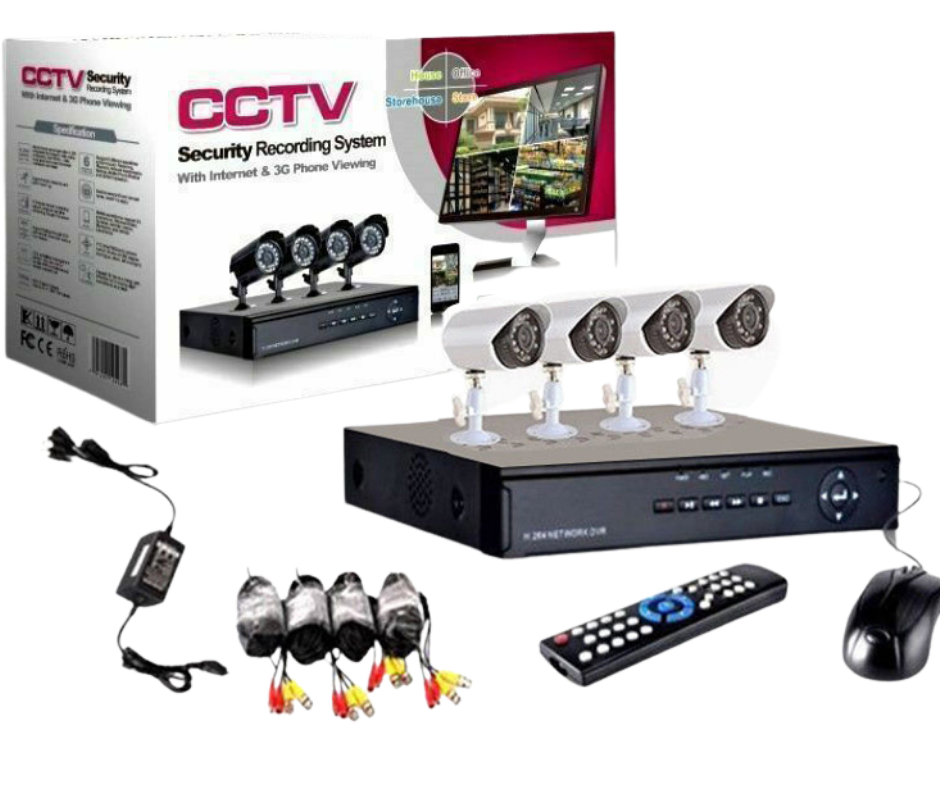 KIT 4 TELECAMERE  , DVR , STAFFE , CABLAGGIO E ALIMENTATORI